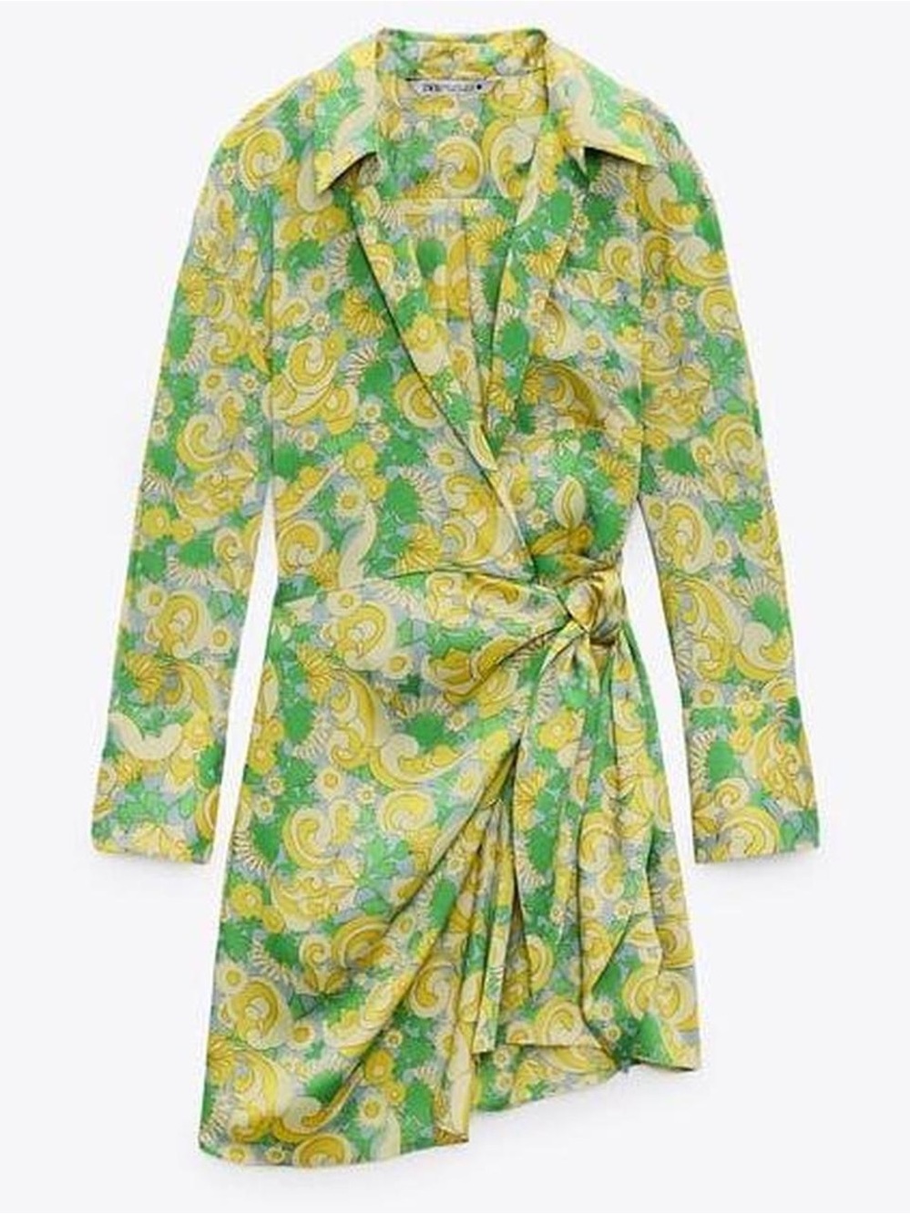 Zara Yellow, Green & Cream Floral-Print Dress